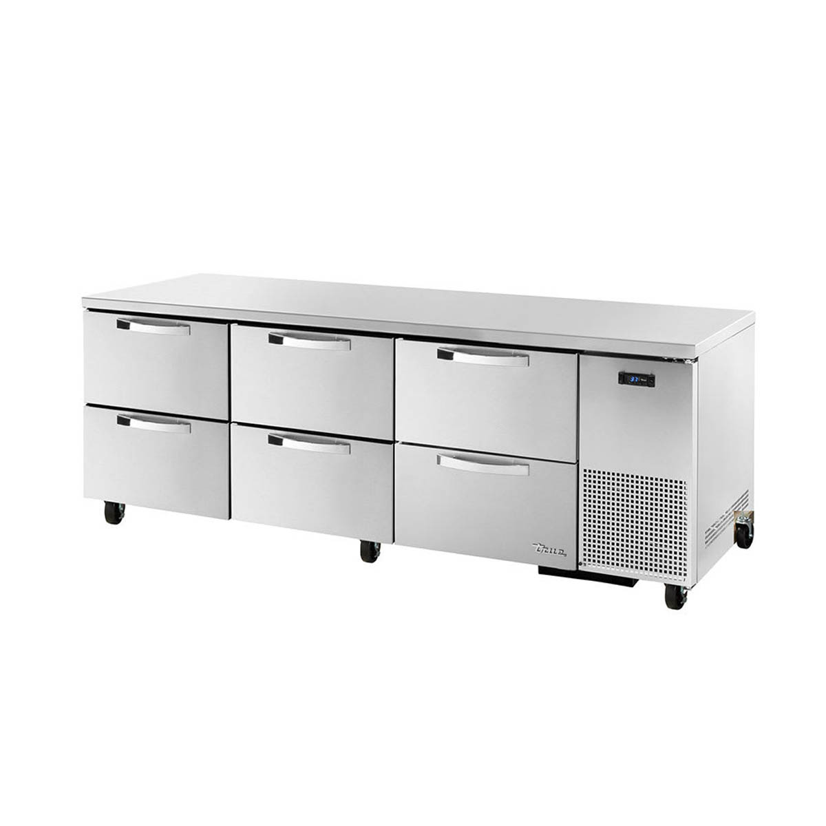 True TUC-93D-6-HC~SPEC3 6-drawer deep undercounter refrigerator, front angle view
