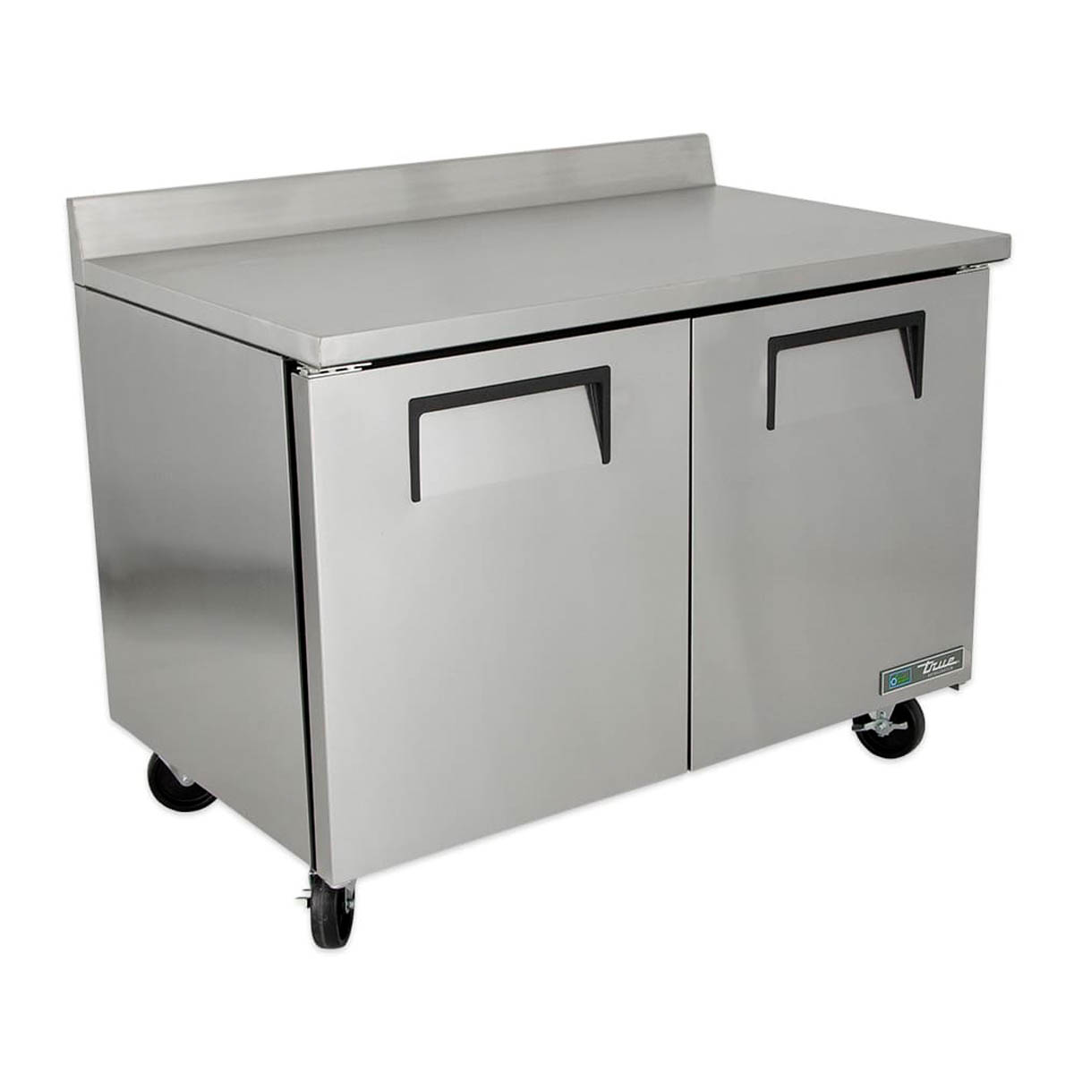 True TWT-48-HC 2-door worktop refrigerator, left front angle view