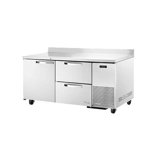 True TWT-67D-2-HC~SPEC3 1-door 2-drawer deep worktop refrigerator, front angle view, door and drawers closed