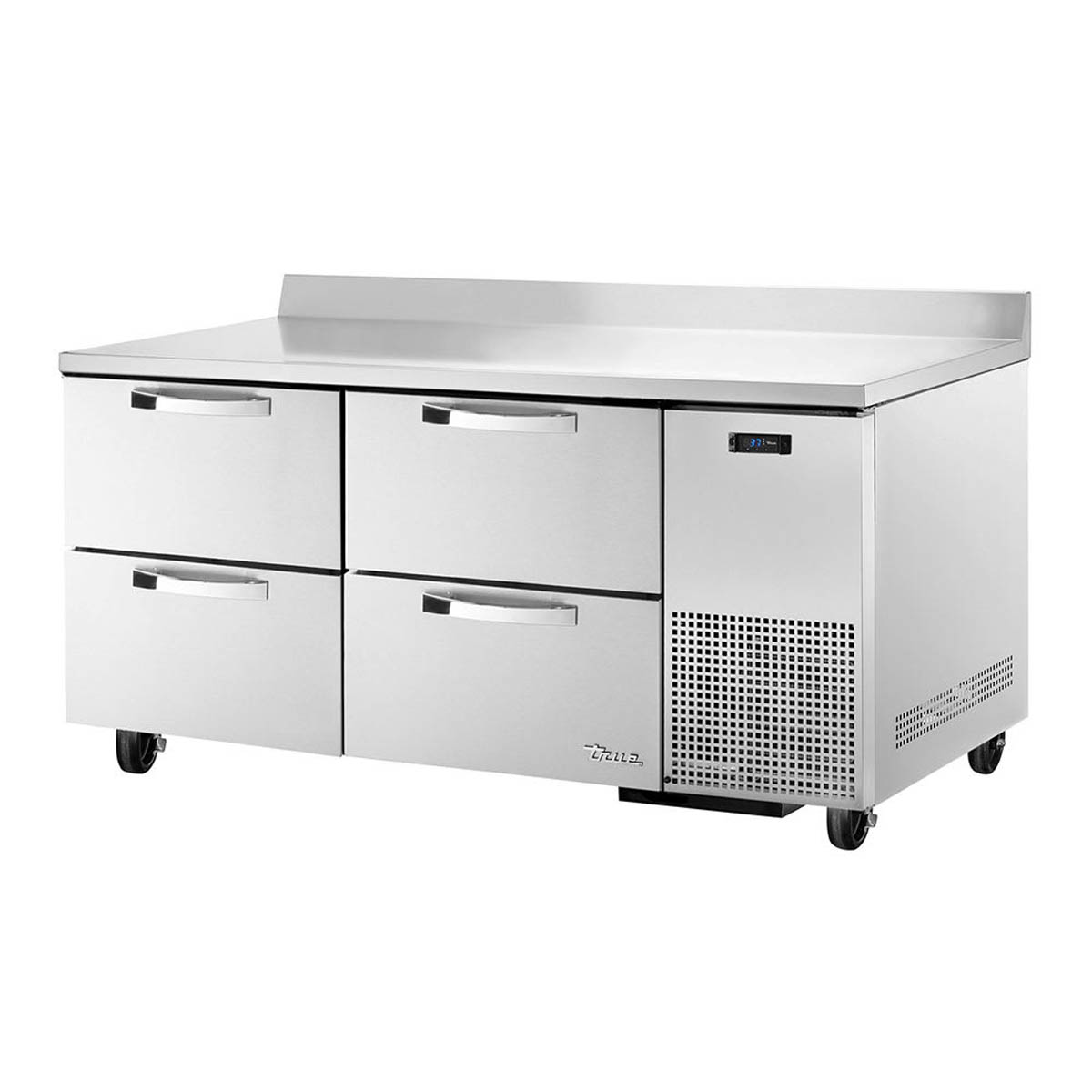 True TWT-67D-4-HC~SPEC3 4-drawer deep worktop refrigerator, front angle view, drawers closed