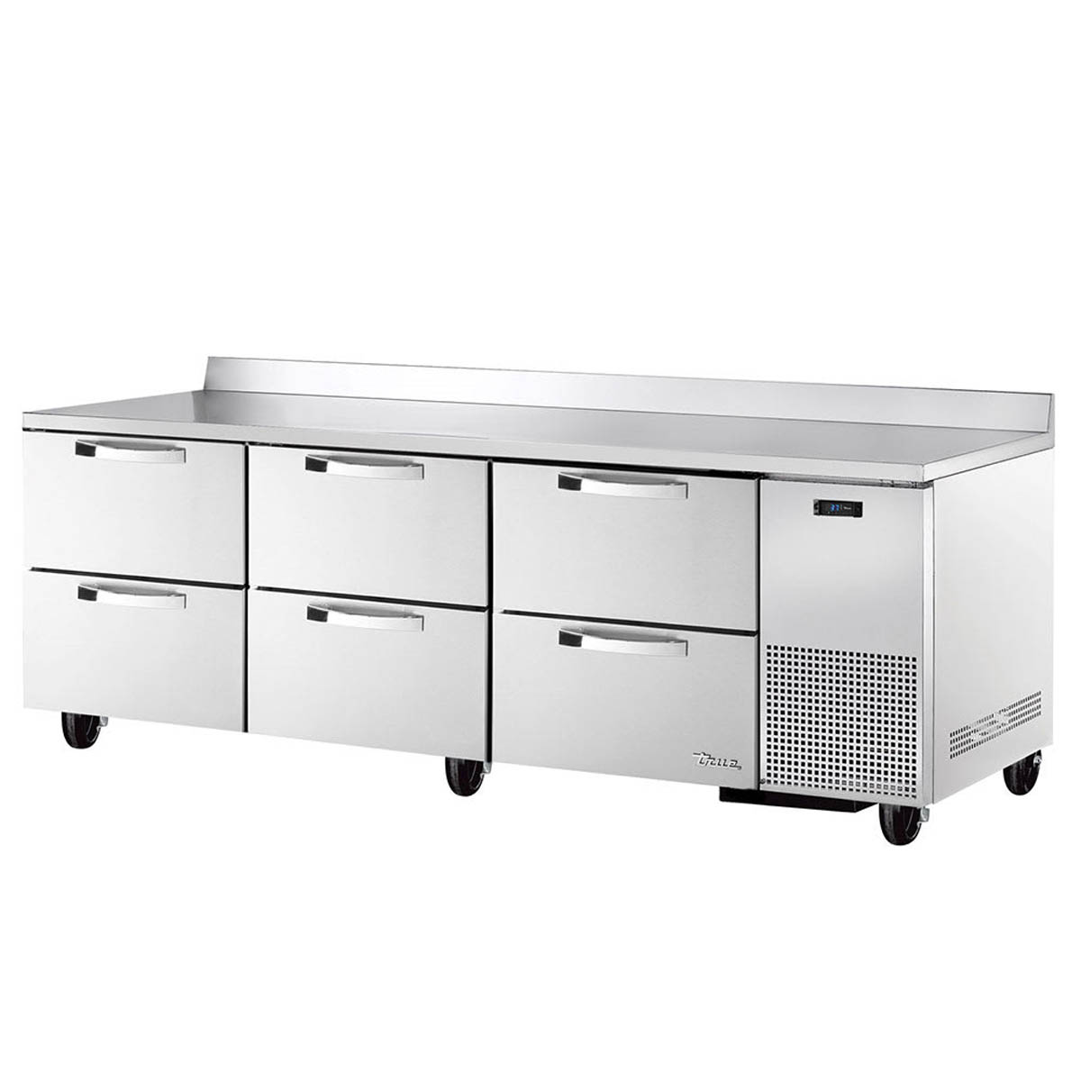 True TWT-93D-6-HC~SPEC3 6-drawer deep worktop refrigerator, front angle view, drawers closed