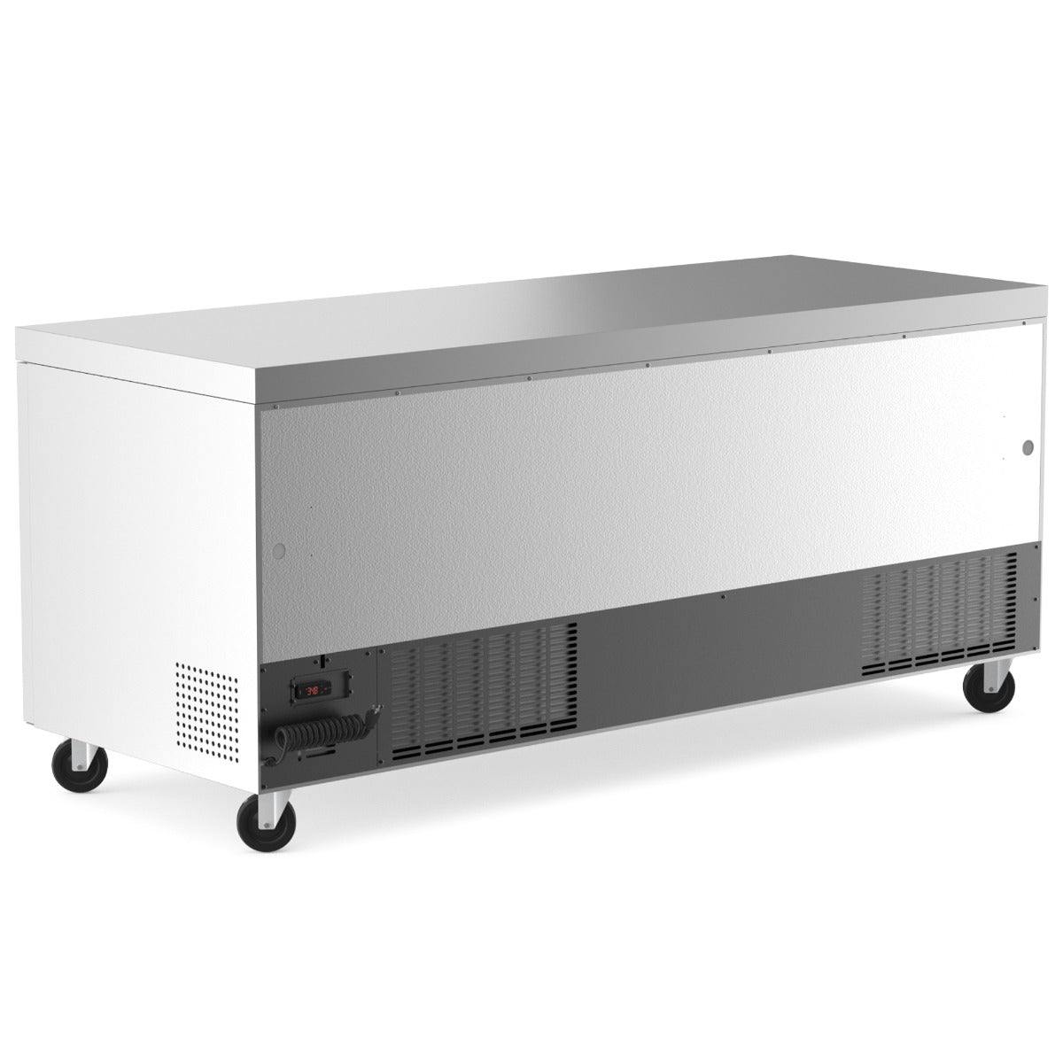 Coldline UC-72R undercounter worktop refrigerator, side and rear view