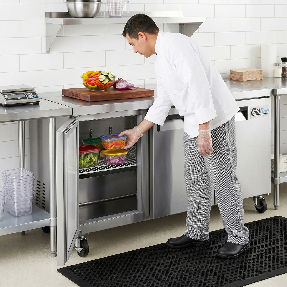 Coldline UC-72R undercounter worktop refrigerator, in use in a kitchen (representative image)