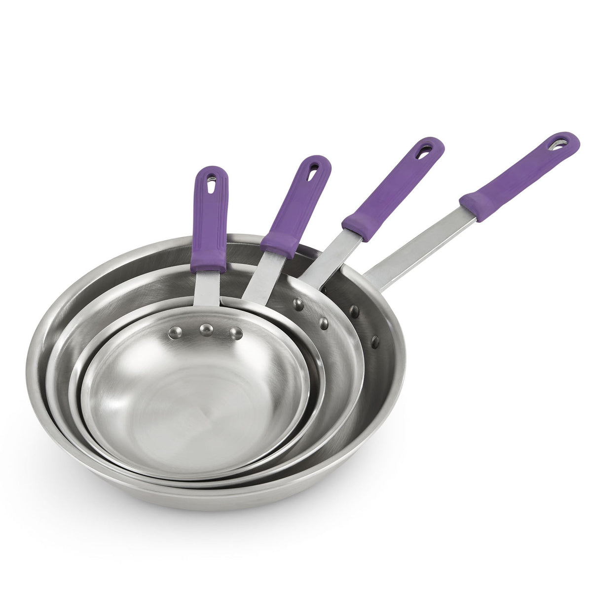 Vollrath 401080 Wear-Ever Aluminum Fry Pan, 10" (25.4 cm), Natural Finish, Removable Silicone Handle — Case of 6 pieces
