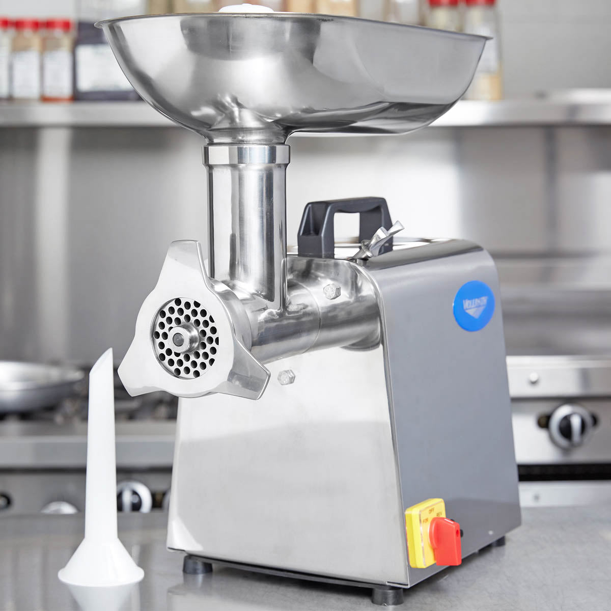 Vollrath 40743 Meat Grinder, #12 HUB, 1 HP, 264 lbs/hr, Stainless, 2-1/4" Chute, 1/8" & 5/16" Plates