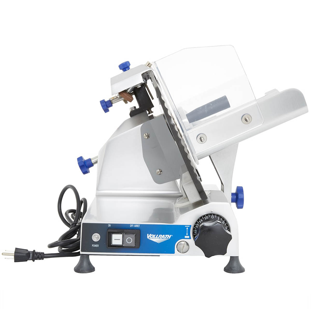 Vollrath 40950 SLM250/S 10" Meat Slicer - Belt Drive, 1/3 HP, 120V, 25° Gravity Feed, QuanTanium Non-Stick Plate