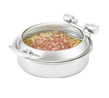 Vollrath 46125 Intrigue Induction Chafer Round, 6 Qt, 15-1/2" x 3-5/32" 18-8 Stainless, Lid, Feet