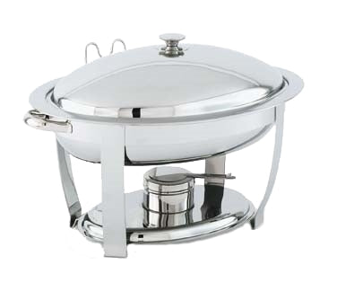 Vollrath 46501 Orion Oval Chafer, 4 Quart Mirror Finish 18/8 Steel, 18-1/2" x 15-1/4", Cover Holder