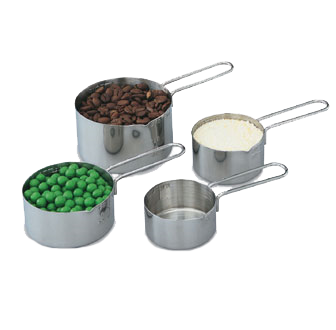 Vollrath 47119 Measuring Cup Set, Stainless Steel, 1-Cup/1/2-Cup/1/3-Cup/1/4-Cup with Spout - Set — Case of 12 sets