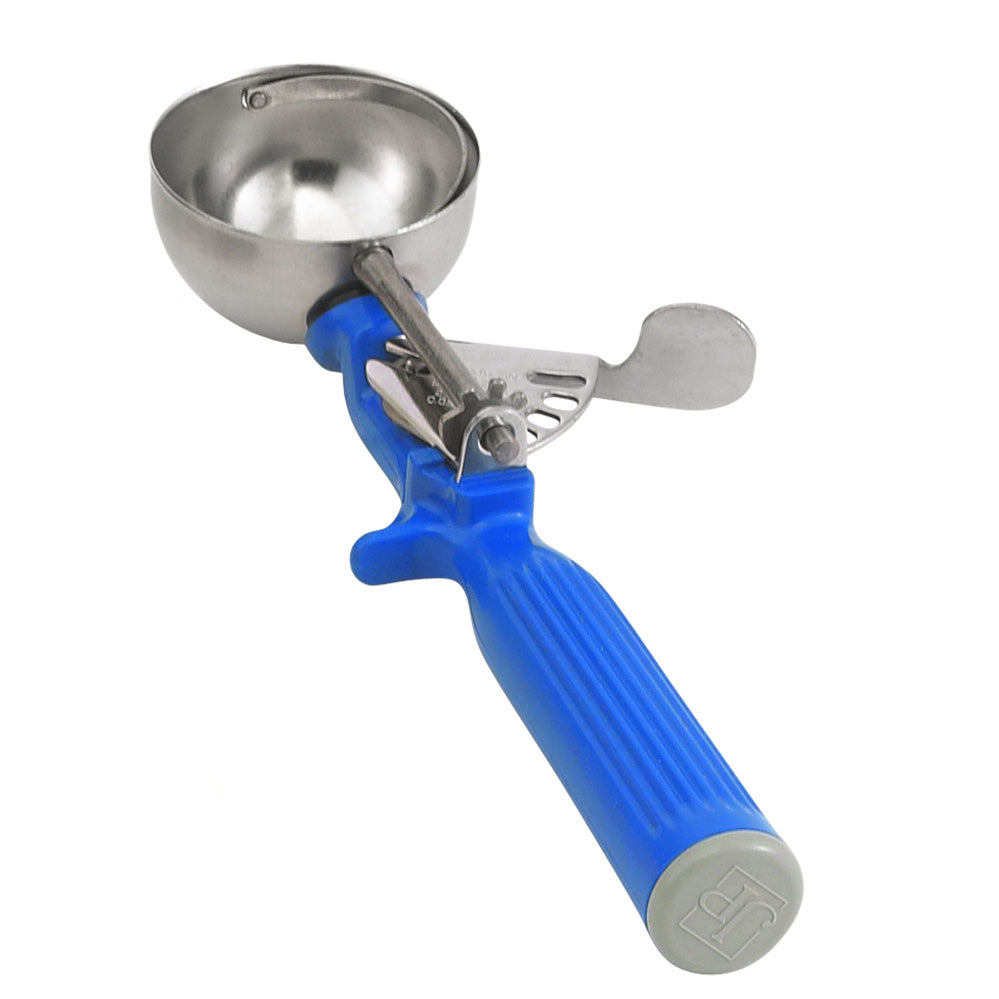 Vollrath 47143 Disher, Bowl, Size 16, 2 Oz, 2-3/16" Dia., Stainless Steel, Blue Plastic Handle — Case of 12 pieces