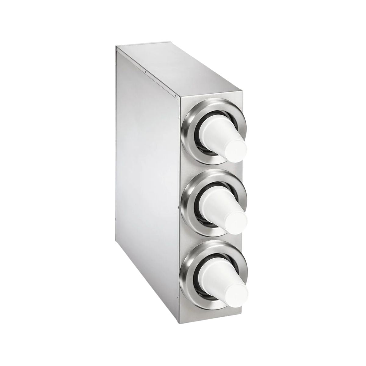 Vollrath 58823-D-D-D Cup Dispenser, 7-1/8"W x 23-1/4"D x 24"H, 3 Cups 3"-4-5/8" Rim, Stainless Steel