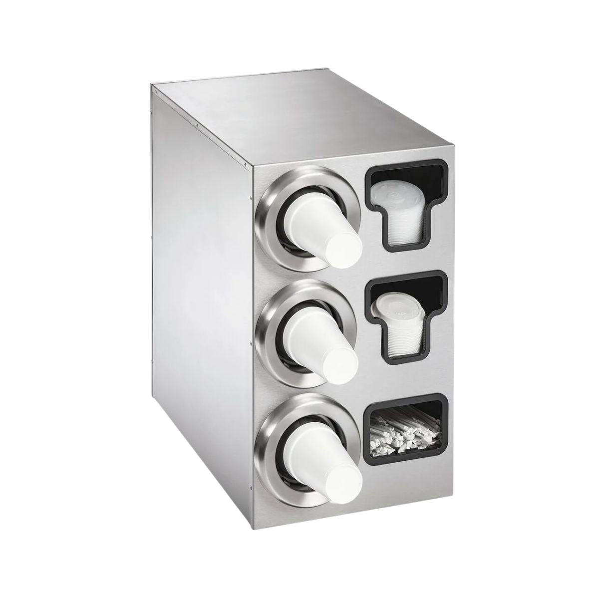 Vollrath 58842 Cup Dispenser - 14-1/4"W x 23-1/4"D x 24"H, 4 Sleeves (3"-4-5/8"), 2 Lid Hldrs, Straw Pocket
