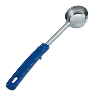 Vollrath 62157 Spoodle 2 Oz Stainless Steel Spoon with Blue Grip N Serv Handle, 12-1/2" Made in USA — Case of 12 pieces