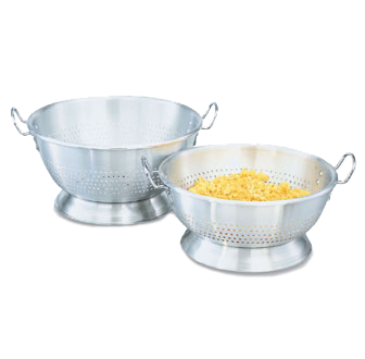 Vollrath 68298 11-Qt Aluminum Colander, 15-3/16" Diameter, 10-Ga, NSF, Made in USA — Case of 2 pieces