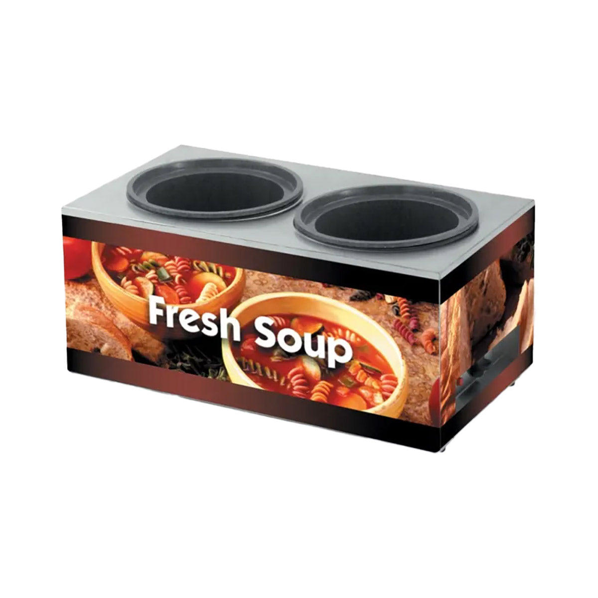 Vollrath 7203003 Cayenne Twin Well Soup Merchandiser with Country Kitchen Base Graphics