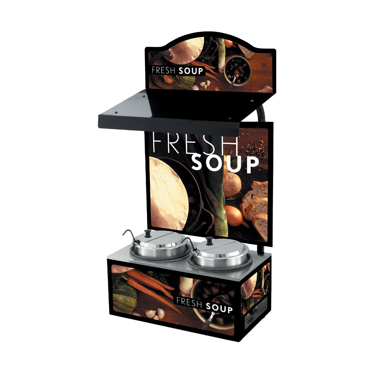 Vollrath 7203202 Cayenne Twin Well Soup Merchandiser with Menu Board