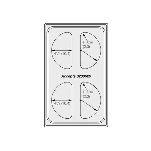 Vollrath 8241314 Miramar Template, 4 Half Oval Decorative Pans, Stainless Steel, 12 Gauge, 12" x 20"
