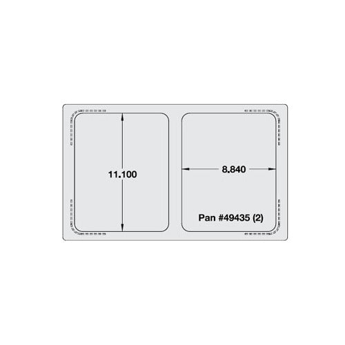 Vollrath 8243016 Miramar Single Size Template, Stainless Steel, 2 Food Pan Cutouts, 21-1/8"x12-3/4"
