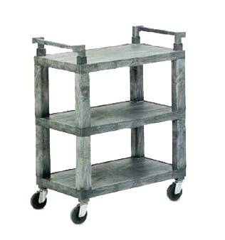 Vollrath 97112 Gray 3 Shelf Open Utility Cart w/ Plastic Uprights and 200 lbs. Capacity