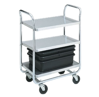 Vollrath 97166 Chrome Plated Three-Shelf Thrift-I-Cart - 31.5 x 16 x 36.5