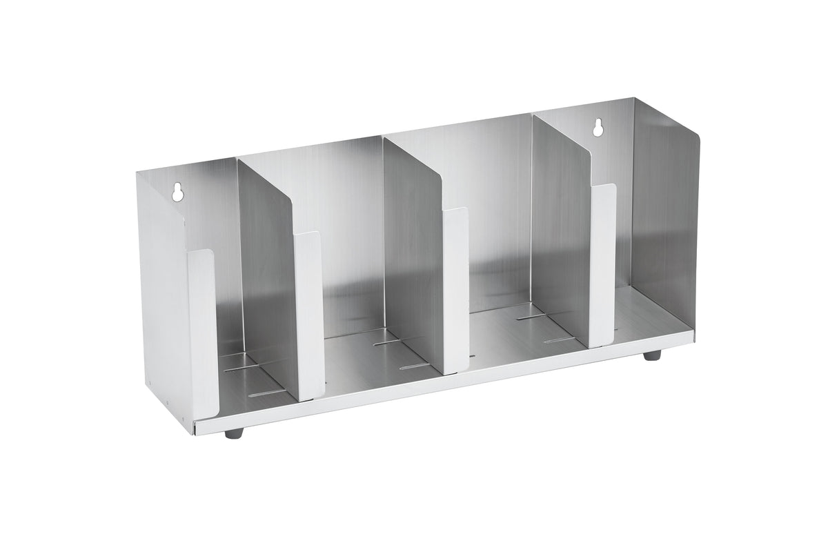Vollrath CTL4 4-Section Lid Organizer with Straw Holder, 8" H x 16-1/2" W x 5" D, Stainless Steel