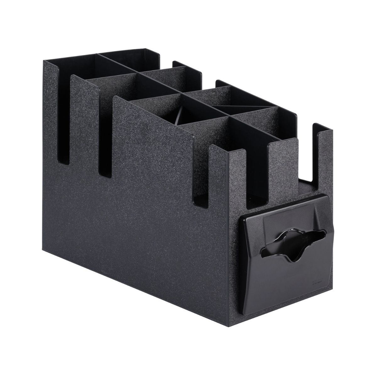 Vollrath CTNCLS-06 Napkin Dispenser 9-1/16"Wx19-1/4"Dx15-3/16"H Holds 100 Black ABS Napkins Cup Lid