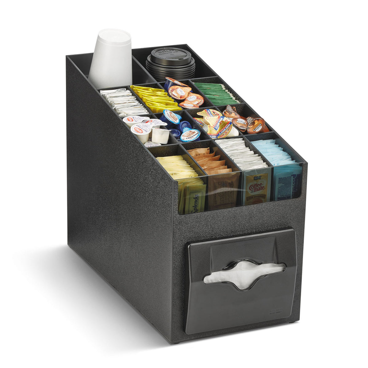 Vollrath CTNO-06 Napkin Dispenser, 9-1/16"Wx19-1/4"Dx15-3/16"H, 100 5"x6-1/2", Black Acrylic, USA