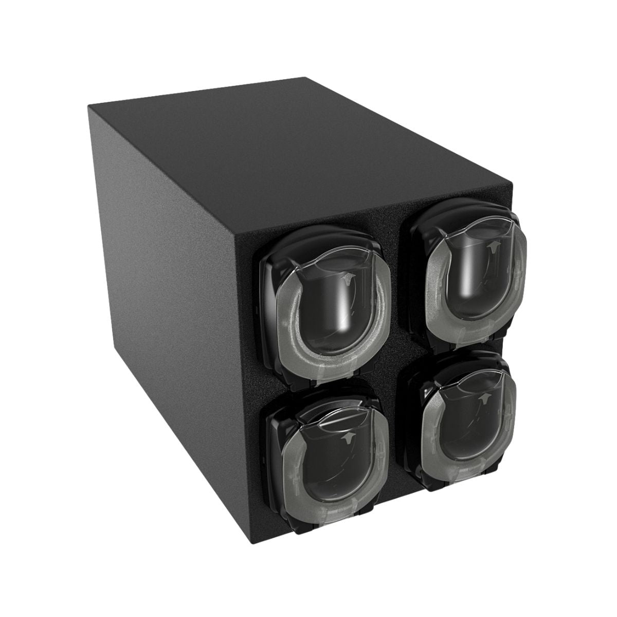 Vollrath K4X LidSaver3 Dispenser Cabinet, 23-3/8" Black Plastic, 4 Compartments, 3-1/4"-4-3/4" Lids