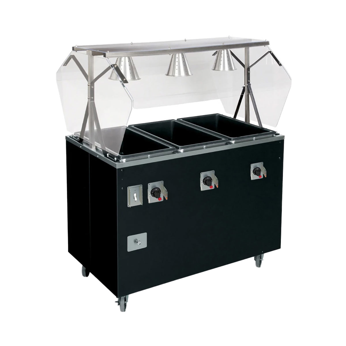 Vollrath T38728464A 46" 2-Series Affordable Portable (3) Sealed Well Hot Food Station Deluxe
