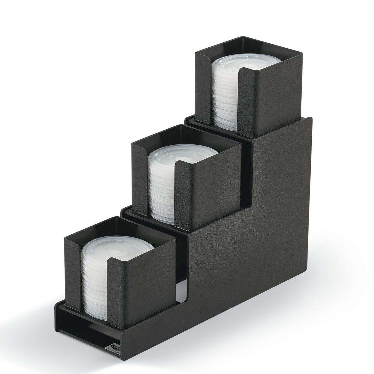 Vollrath VL-3 Countertop Lid Dispenser, Black, ABS Plastic, 2 Compartments - 4-1/8", 4-7/8"
