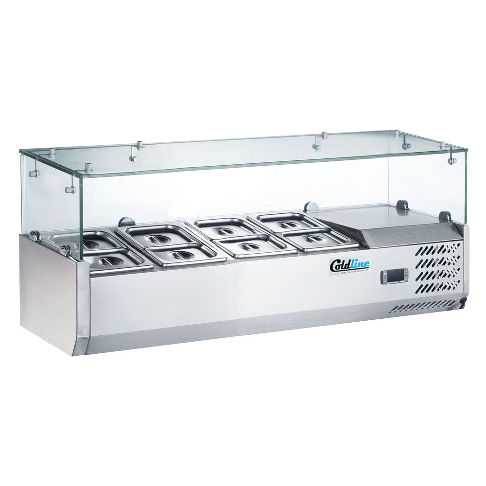 Coldline CTP48SG refrigerated countertop salad bar, shown with smaller pans