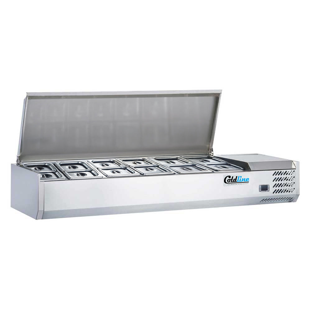 Coldline CTP60SS refrigerated countertop salad bar, shown with smaller pans