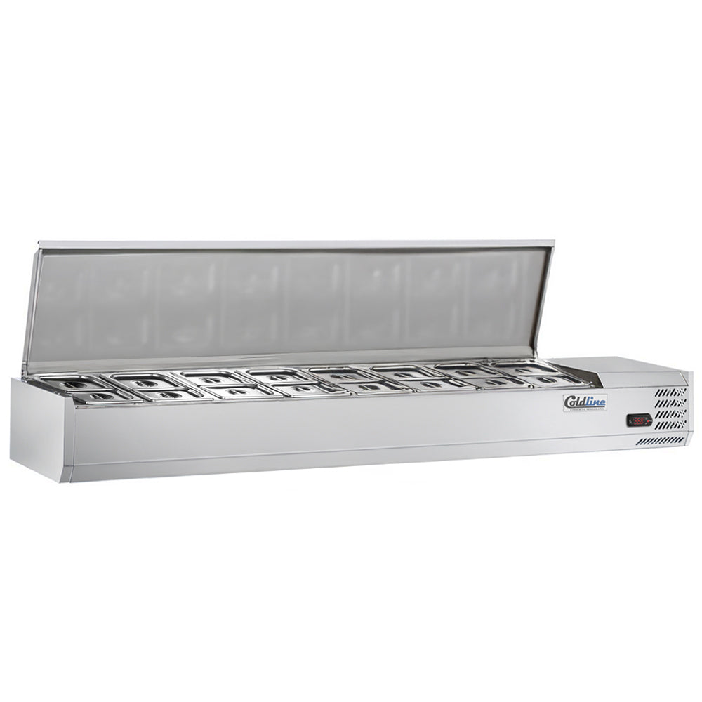 Coldline CTP70SS refrigerated countertop salad bar, shown with smaller pans