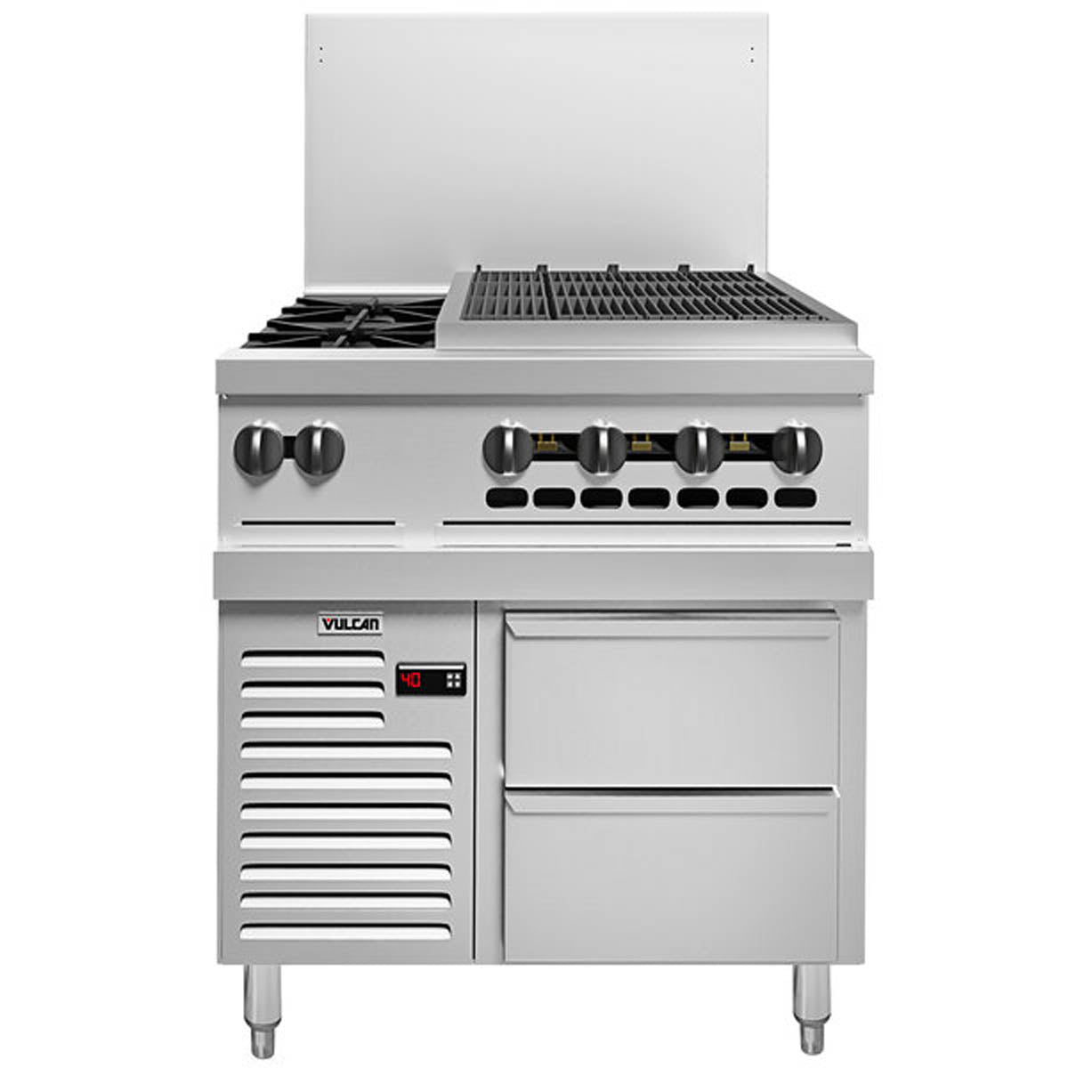 Vulcan 36R-2B24CB 36-Inch Commercial Gas Range — 2 Burners, Manual Control