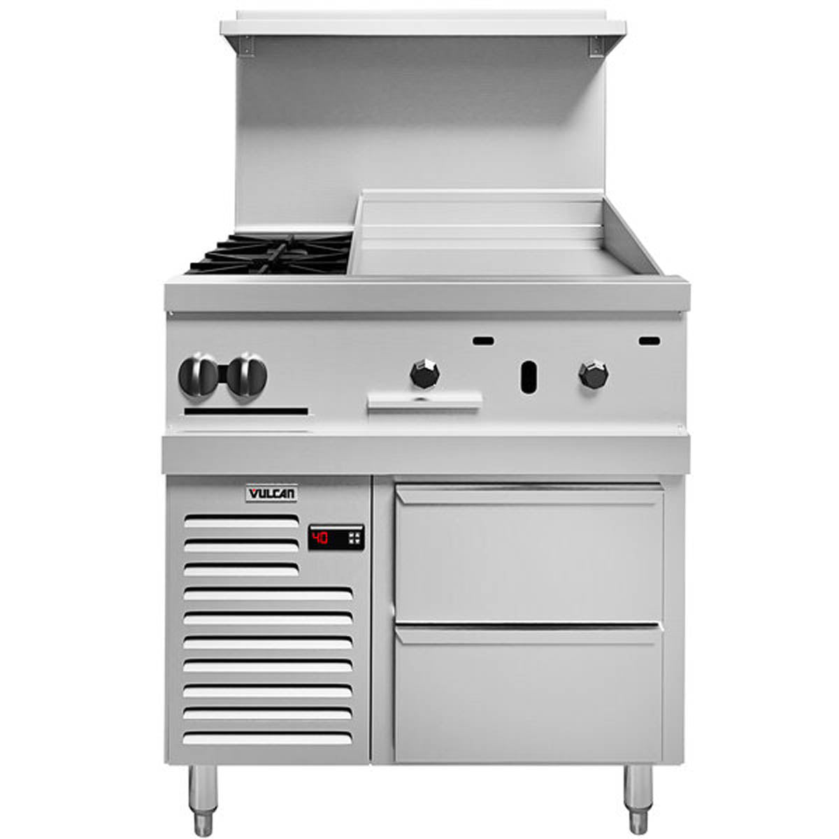 Vulcan 36R-2B24GT 36-Inch Commercial Gas Range — 2 Burners, Thermostatic Control