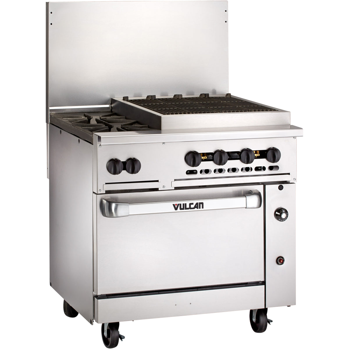 Vulcan 36S-2B24CBP 36-Inch Commercial Gas Range — 2 Burners, Standard Oven, Manual Control
