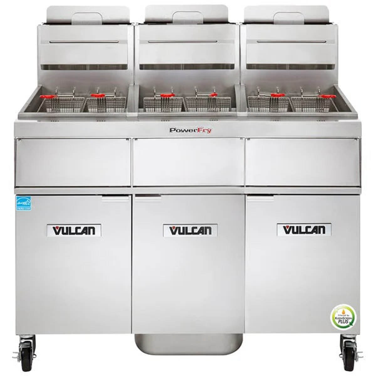 Vulcan 3VK65AF 63-Inch 195-lb Commercial Gas Fryer — Solid State Controls, Ng Or Lp