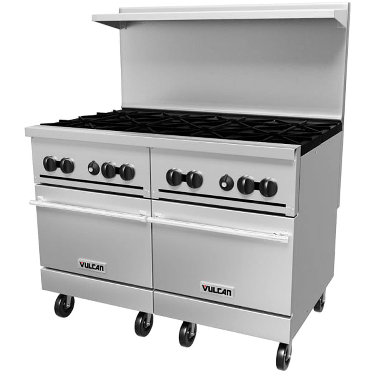 Vulcan 48SS-8B 48-Inch Commercial Gas Range — 8 Burners, Standard Oven, Manual Control