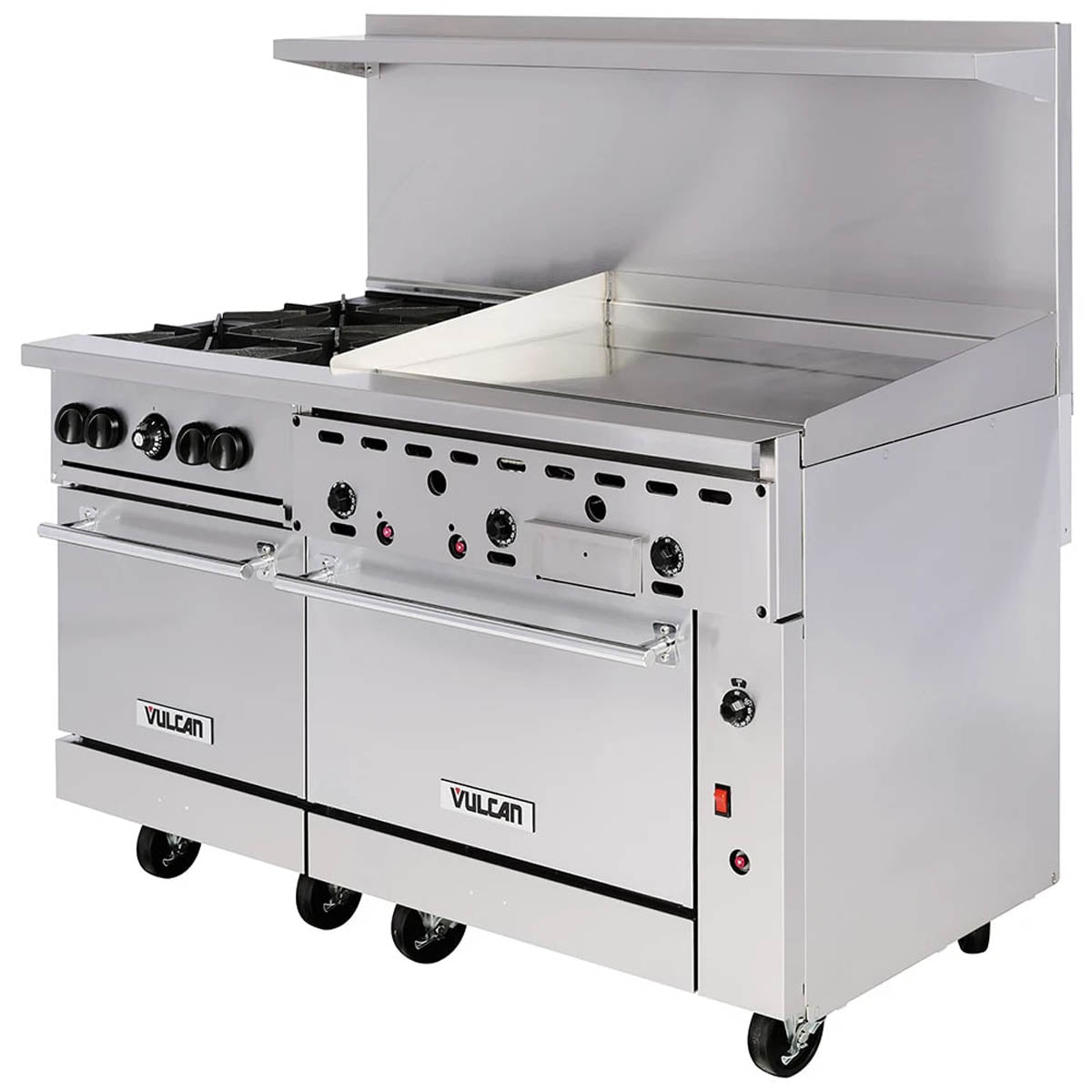 Vulcan 60SC-4B36G 60-Inch Commercial Gas Range — 4 Burners, Standard & Convection Oven, Manual Control