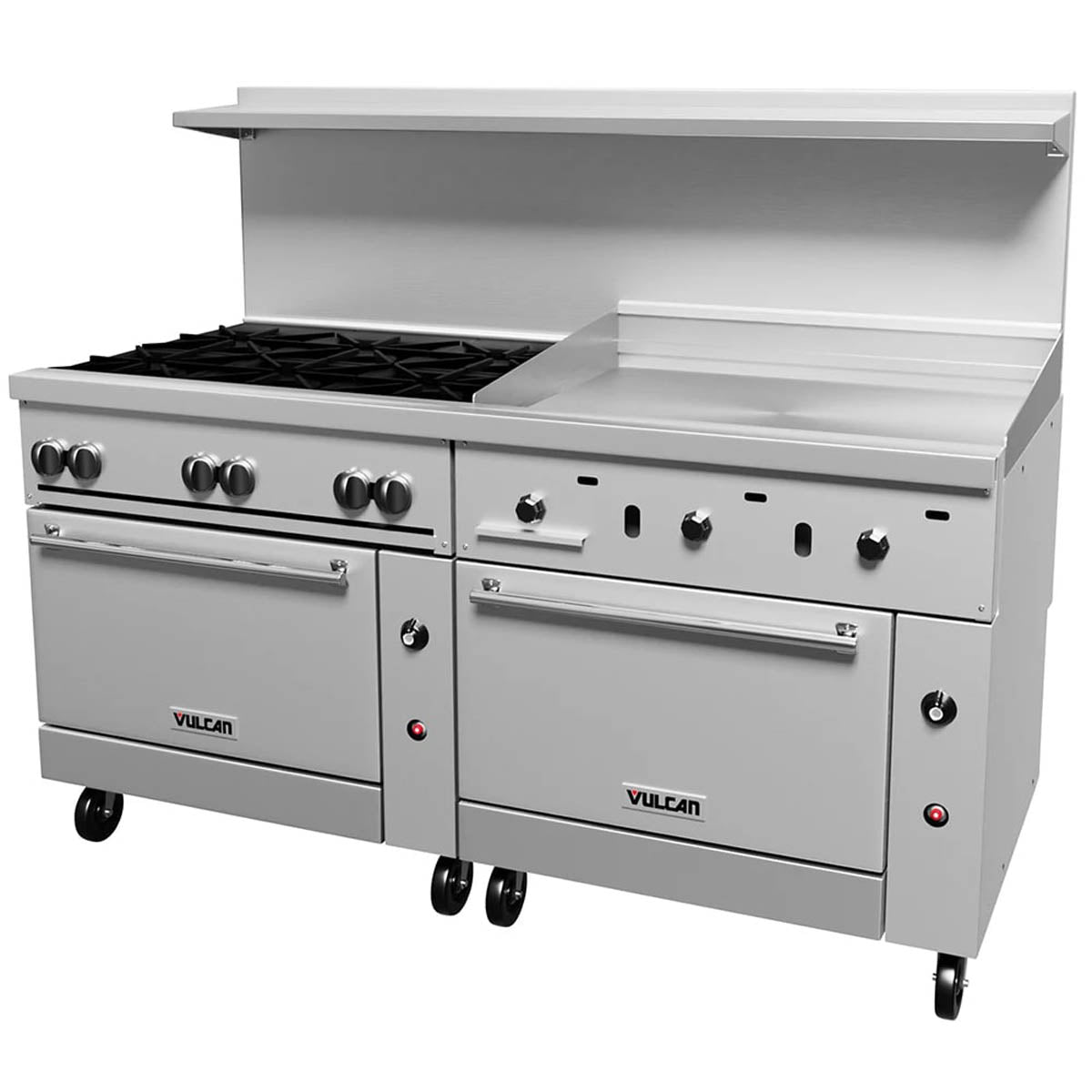 Vulcan 72CC-6B36G 72-Inch Commercial Gas Range — 6 Burners, Convection Oven, Manual Control