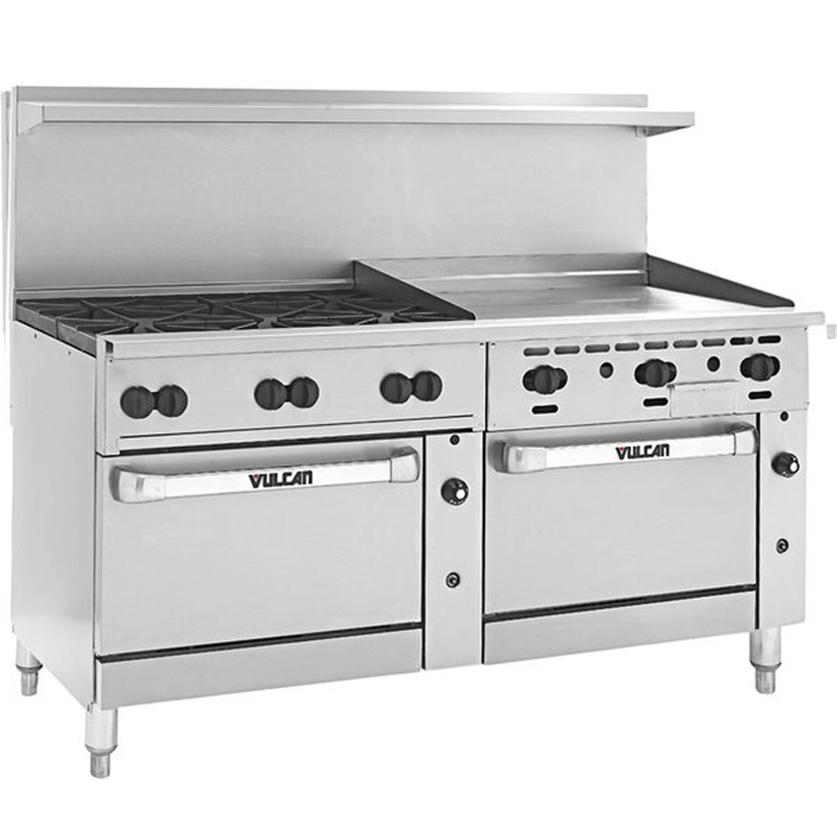 Vulcan 72RC-6B36GT 72-Inch Commercial Gas Range — 6 Burners, Convection Oven, Thermostatic Control