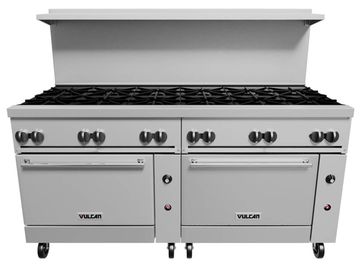 Vulcan 72RS-12B 72-Inch Commercial Gas Range — 12 Burners, Standard Oven, Manual Control