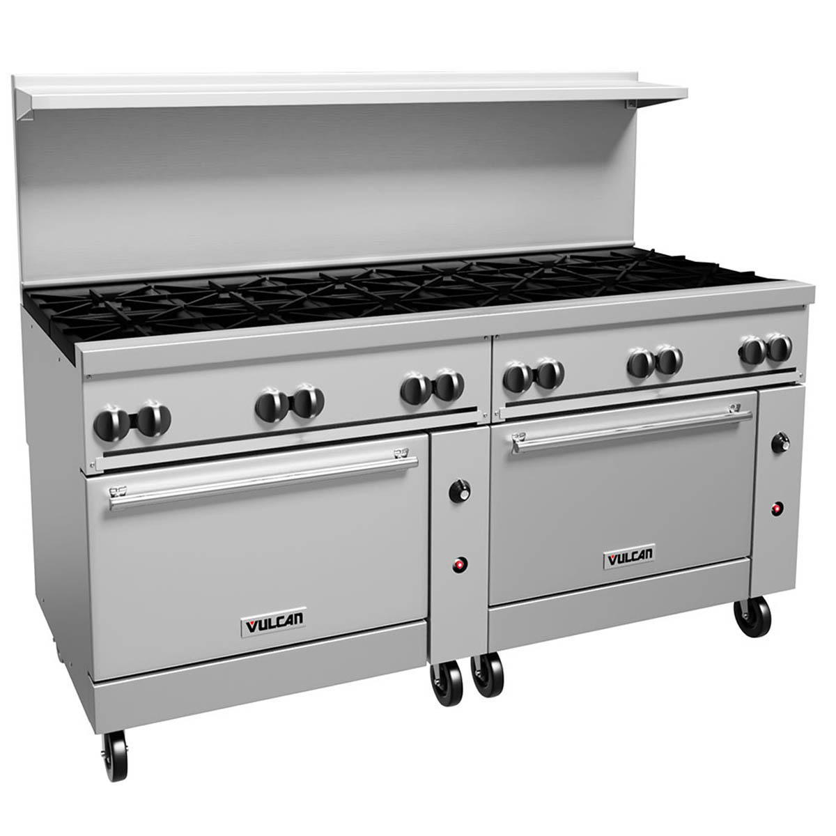 Vulcan 72SS-12B 72-Inch Commercial Gas Range — 12 Burners, Standard Oven, Manual Control