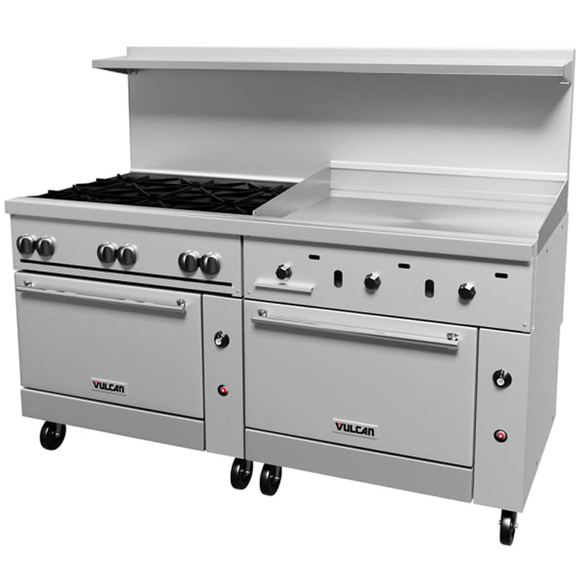 Vulcan 72SS-6B36G 72-Inch Commercial Gas Range — 6 Burners, Standard Oven, Manual Control