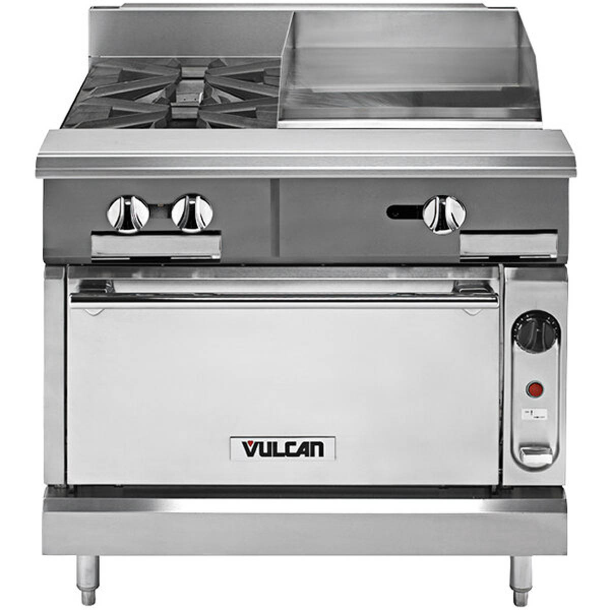 Vulcan V2BG18C 36-Inch Commercial Gas Range — 2 Burners, Convection Oven, Manual Control