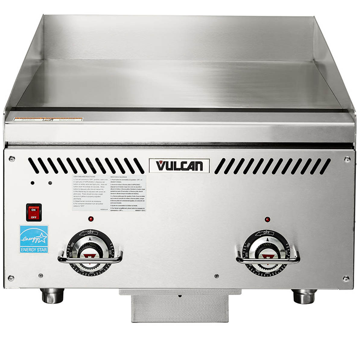 Vulcan VCCG24-AR 24-Inch Commercial Gas Griddle — 2 Burners, Thermostat / Solid State Controls