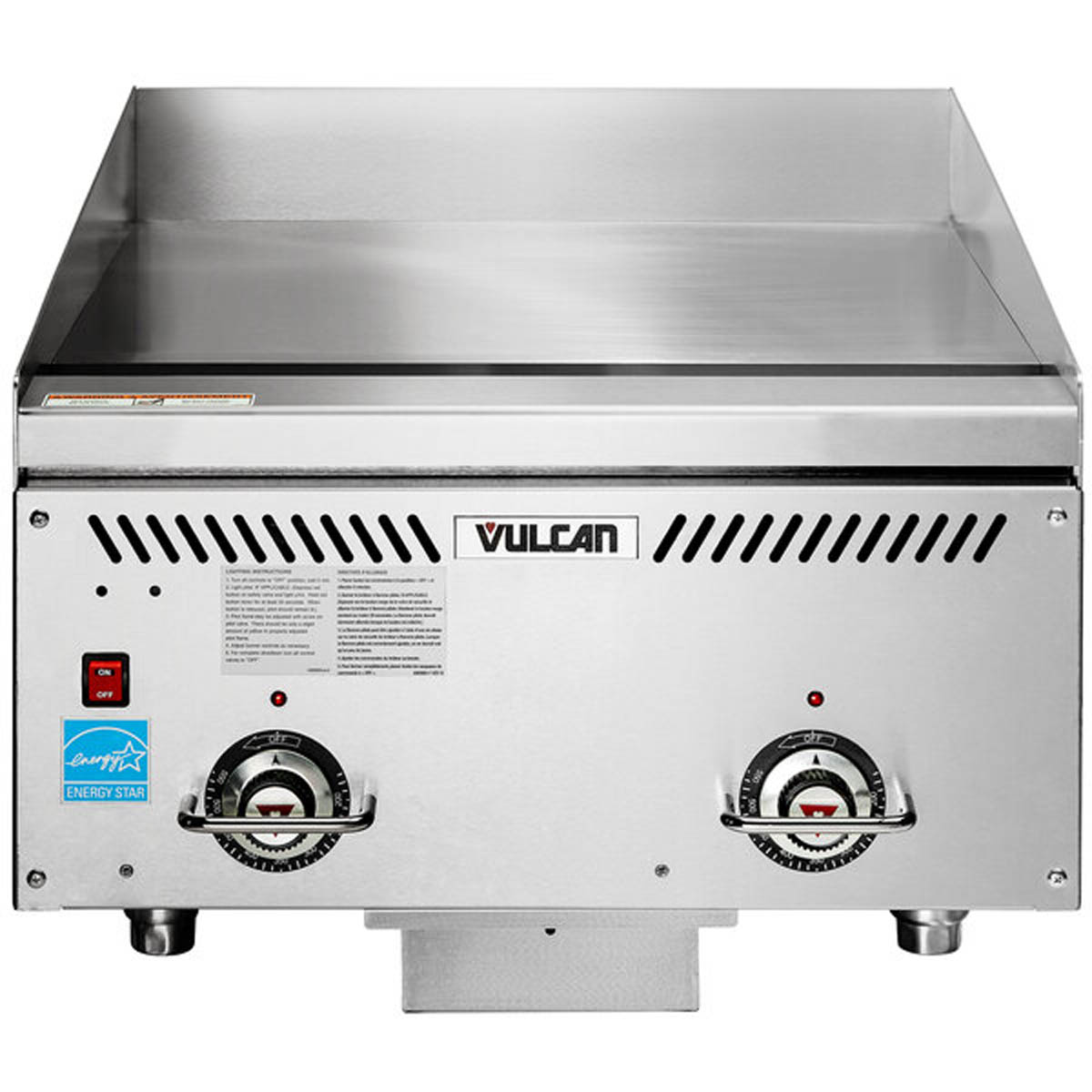 Vulcan VCCG24-AS 24-Inch Commercial Gas Griddle — 2 Burners, Thermostat / Solid State Controls
