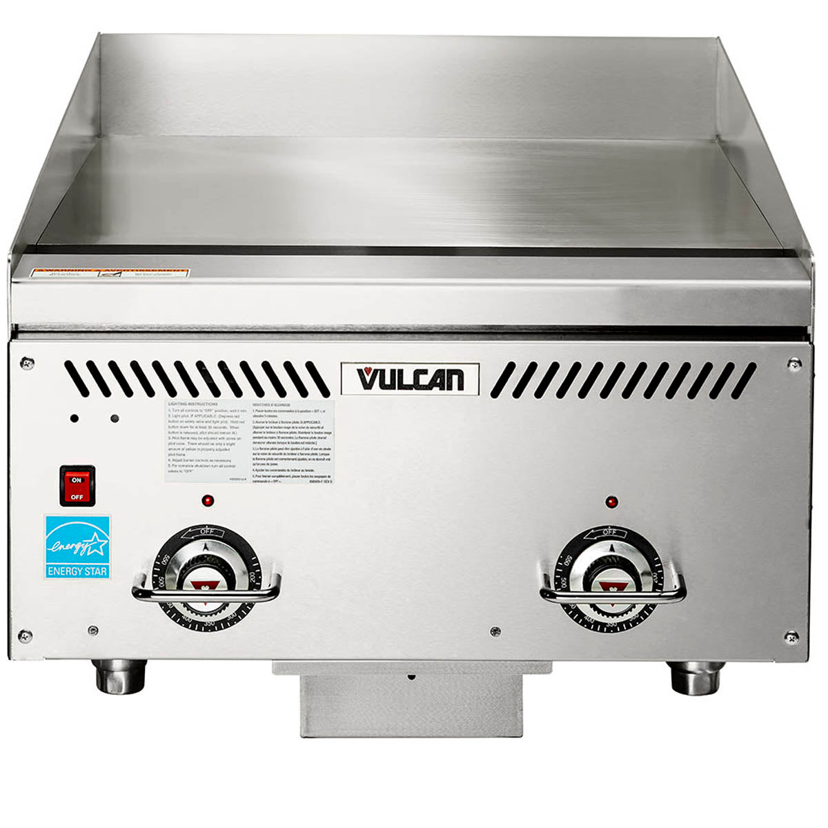 Vulcan VCCG24-IS 24-Inch Commercial Gas Griddle — 2 Burners, Thermostat / Solid State Controls