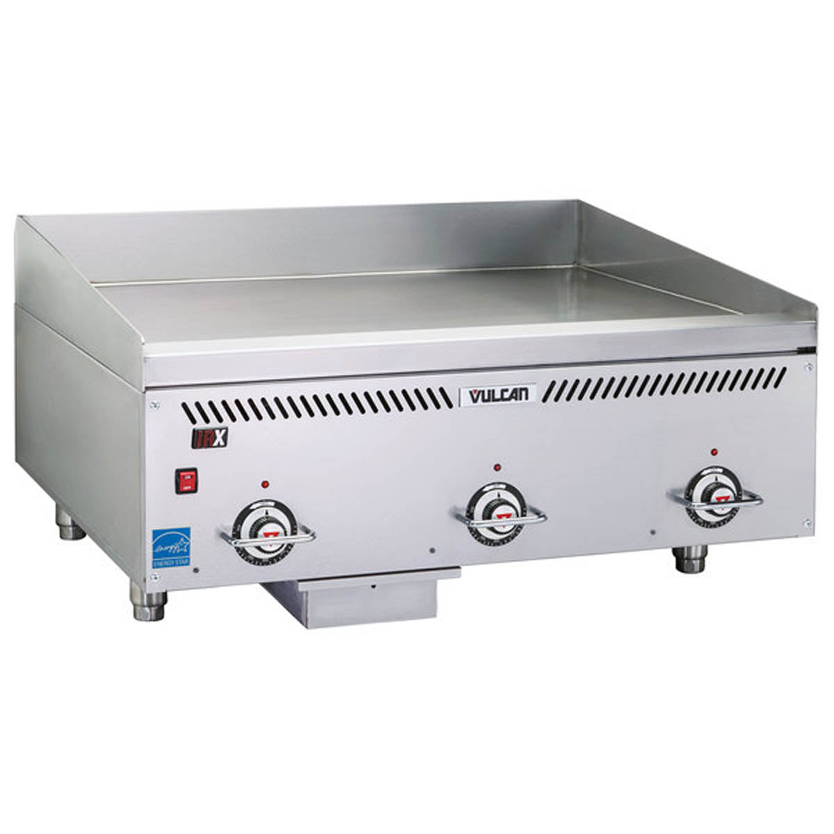Vulcan VCCG36-IR 36-Inch Commercial Gas Griddle — 3 Burners, Thermostat / Solid State Controls