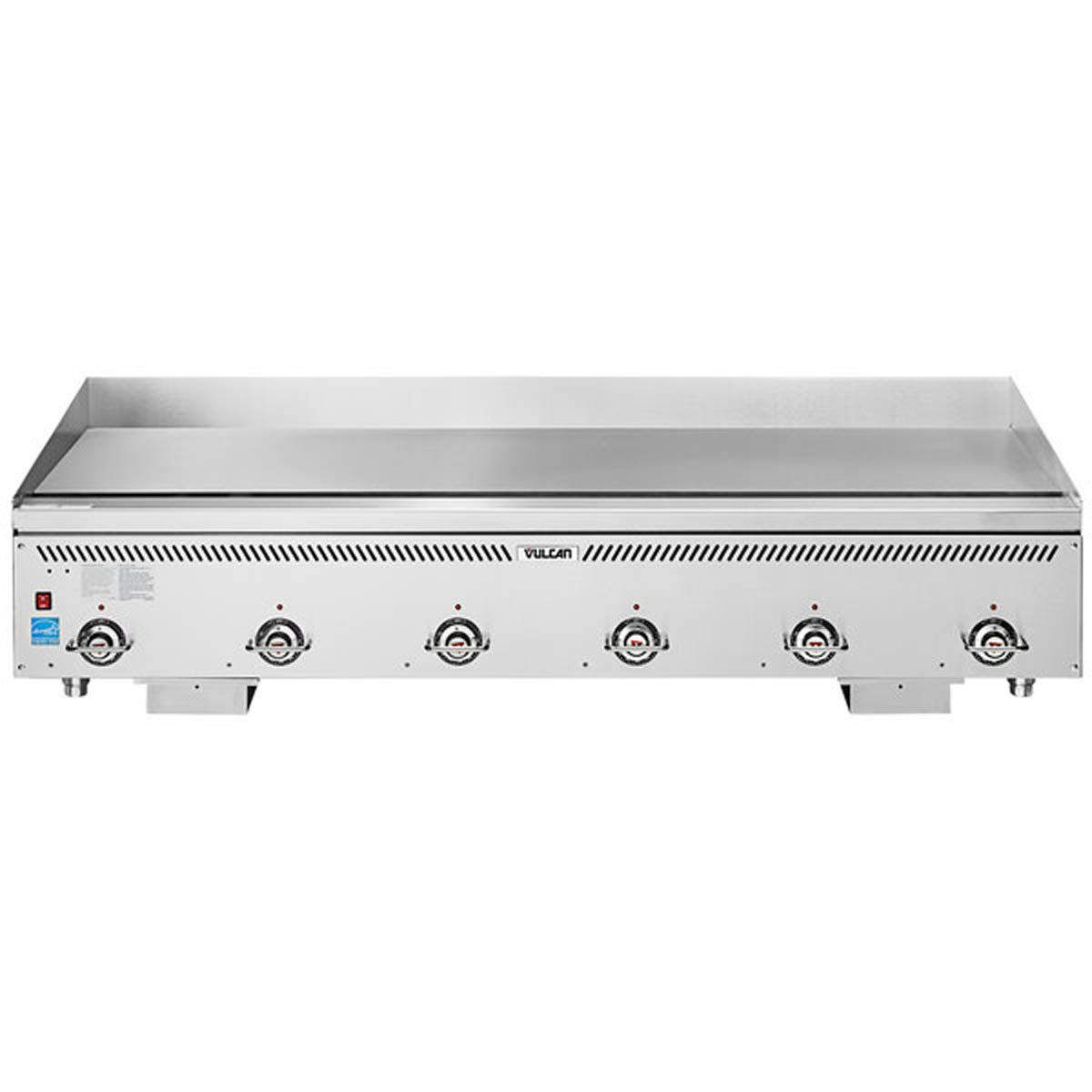 Vulcan VCCG72-AR 72-Inch Commercial Gas Griddle — 6 Burners, Thermostat / Solid State Controls